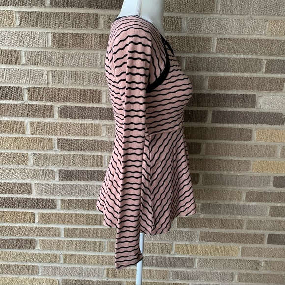 Free People Peplum Sweater Pink Black Stripes Size XS - Picture 6 of 13